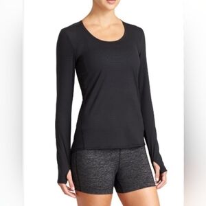 Athleta Chi Dot Mesh Long Sleeve Top in Black Small